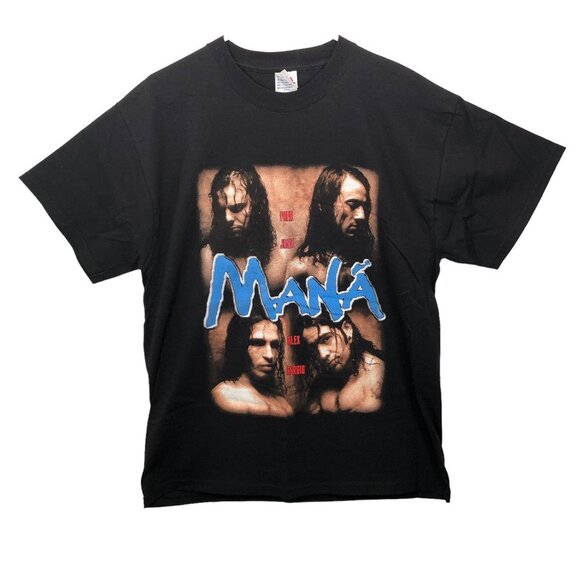 Vintage Mana Black T-Shirt Top Tee 2002 Tour Band Spanish Rock En Español Large